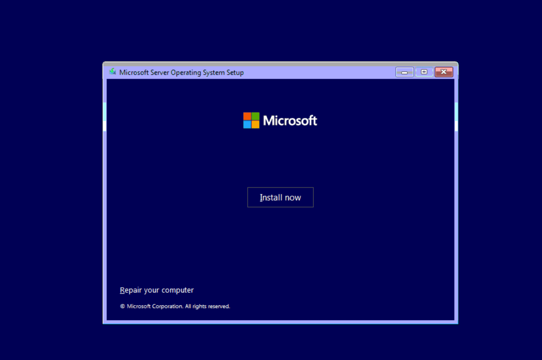 Windows Server Setup main screen